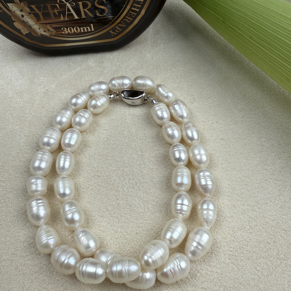 2纯天然淡水无核珍珠米形巴洛克素圈珍珠项链百搭