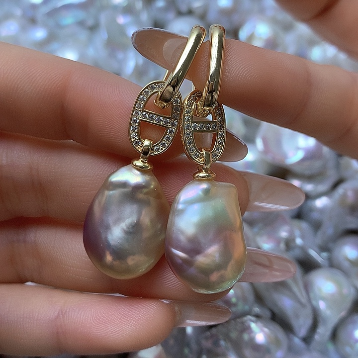 淡水珍珠耳饰银S925镶嵌