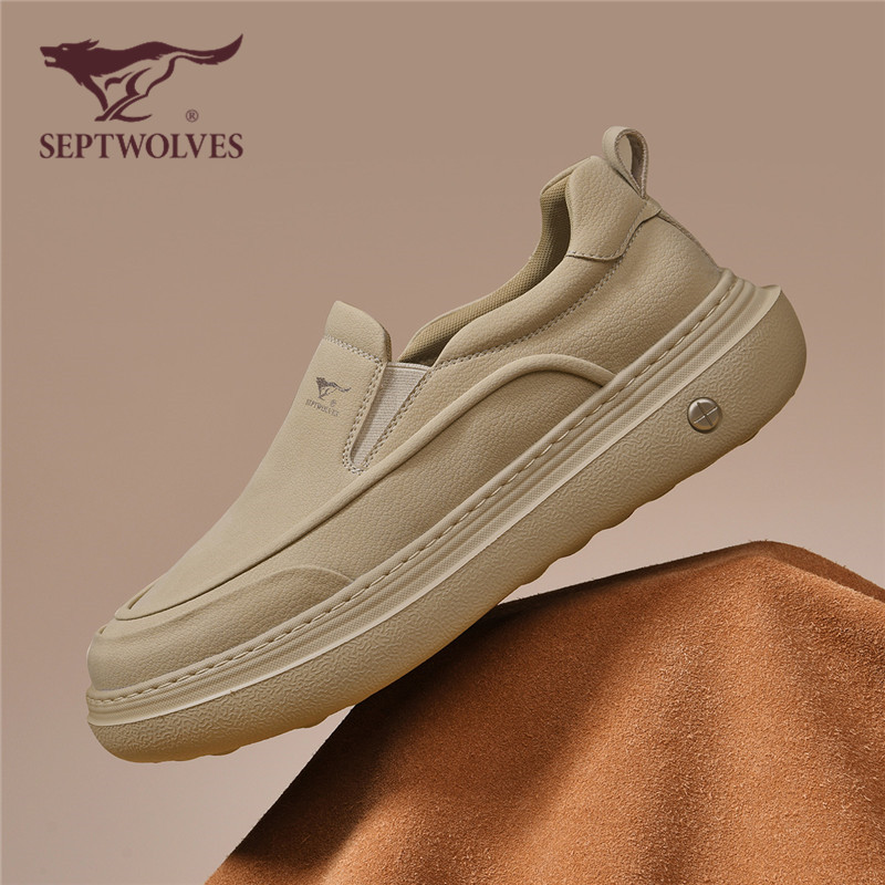 七匹狼男鞋秋季新款英伦风商务鞋男士百搭轻便软底一脚蹬休闲皮鞋