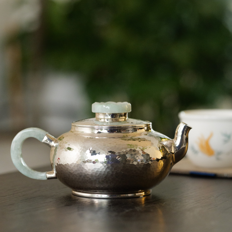 古悦悦翠系列 砡莲壶 亮面锤纹中式简约复古高档泡茶壶约130CC