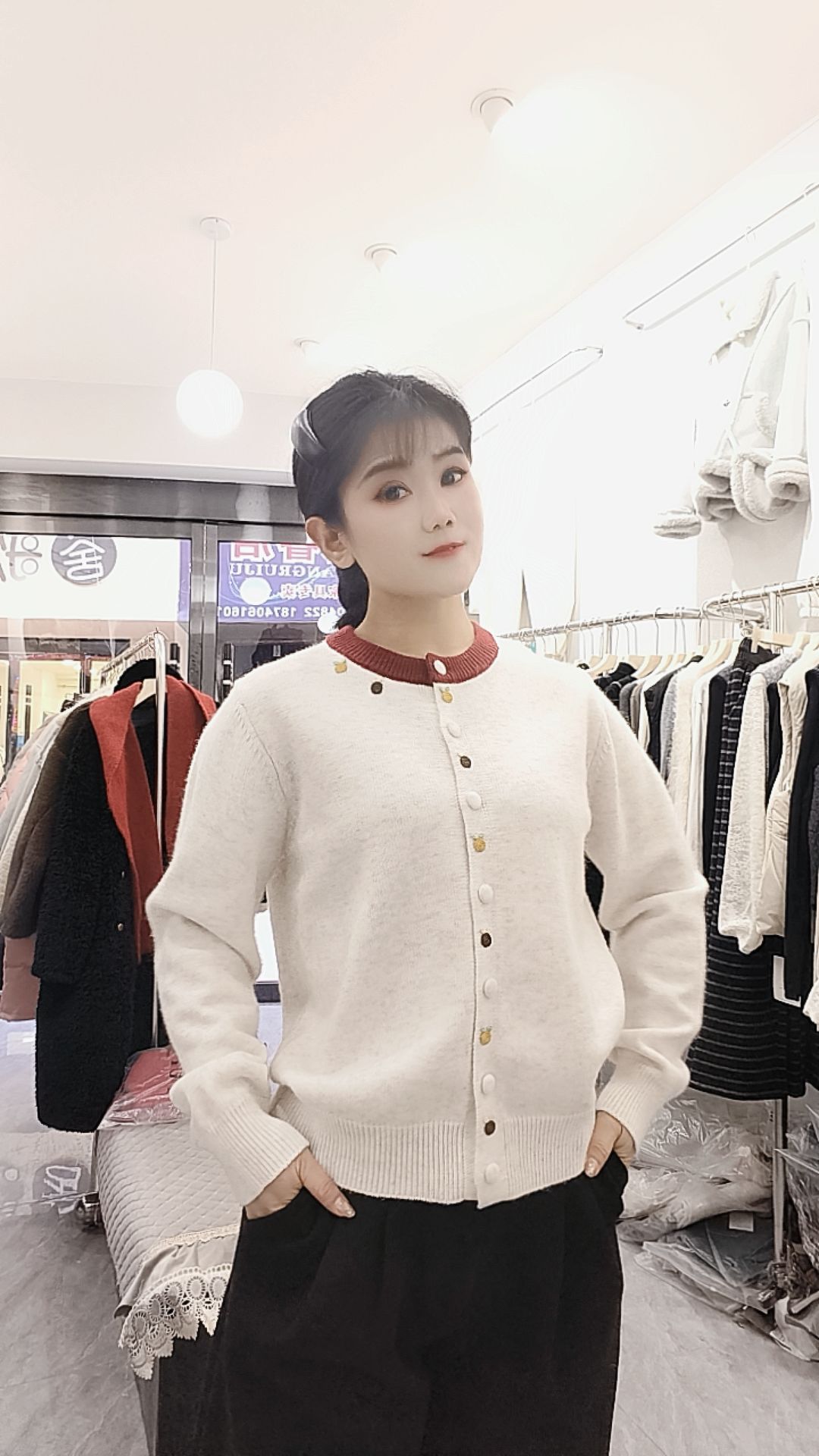 新年款2220 韩系圆领厚版保暖软糯毛衣