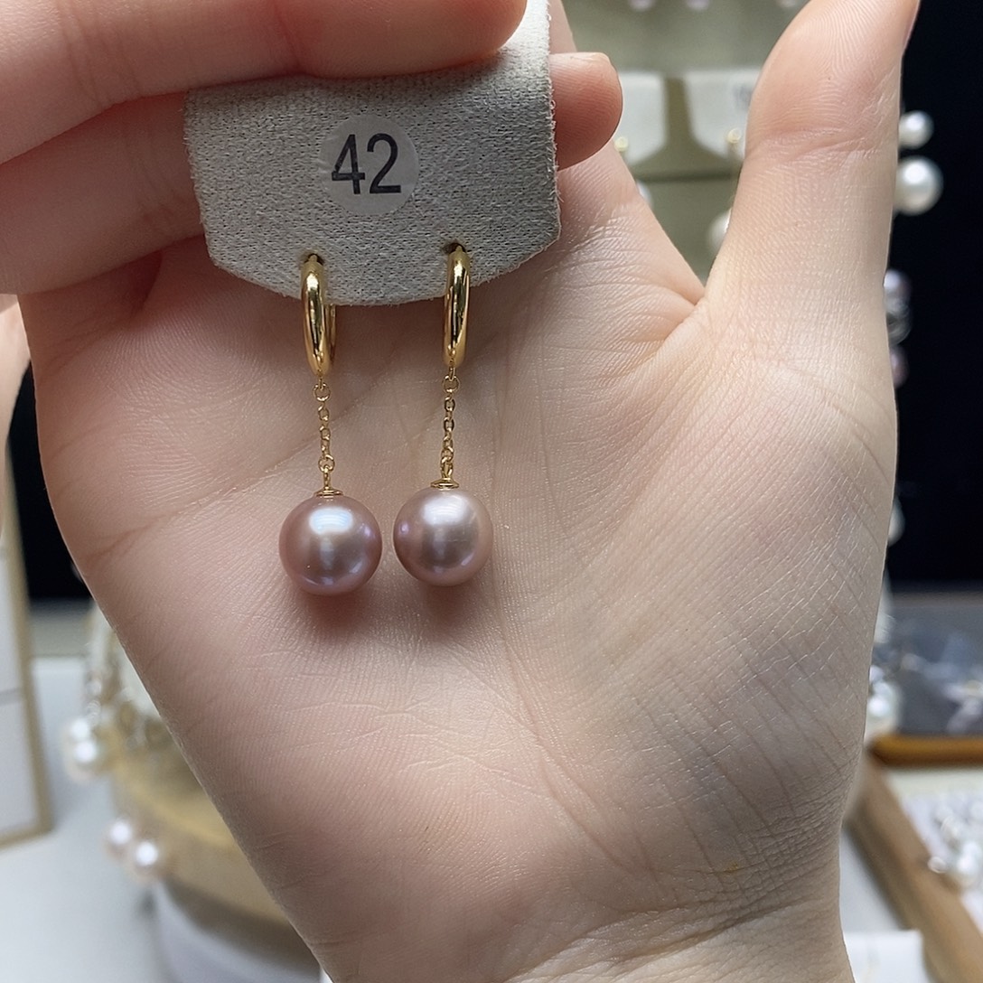 淡水珍珠银S925镶嵌耳饰