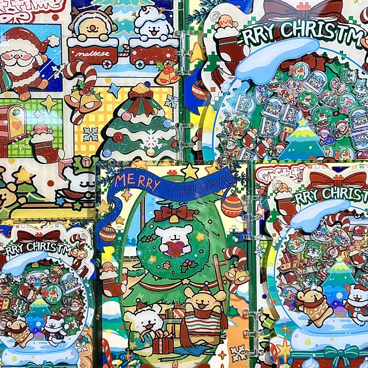 【新款圣诞线条小狗】高定摇摇本套餐活页本手工DIY收纳盒亚克力