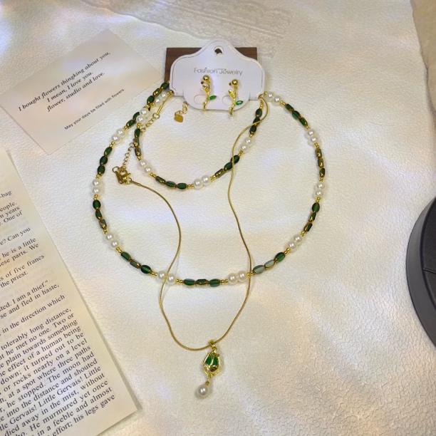 非金属仿珍珠项链 个性时尚项链耳环套装时尚设计款项链套装