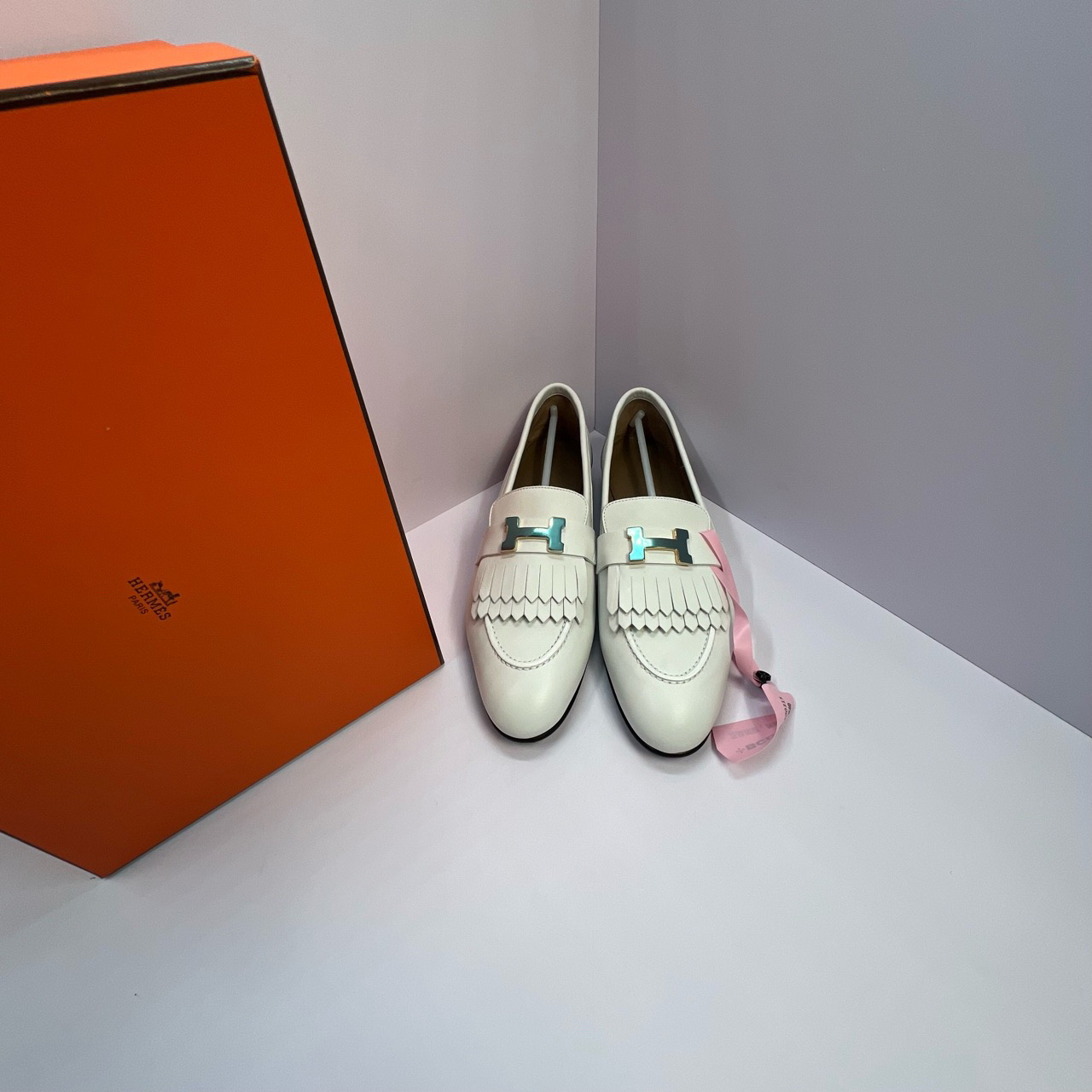 全新未使用 Hermes/爱马仕 流苏金扣乐福鞋 39码/原盒防尘袋