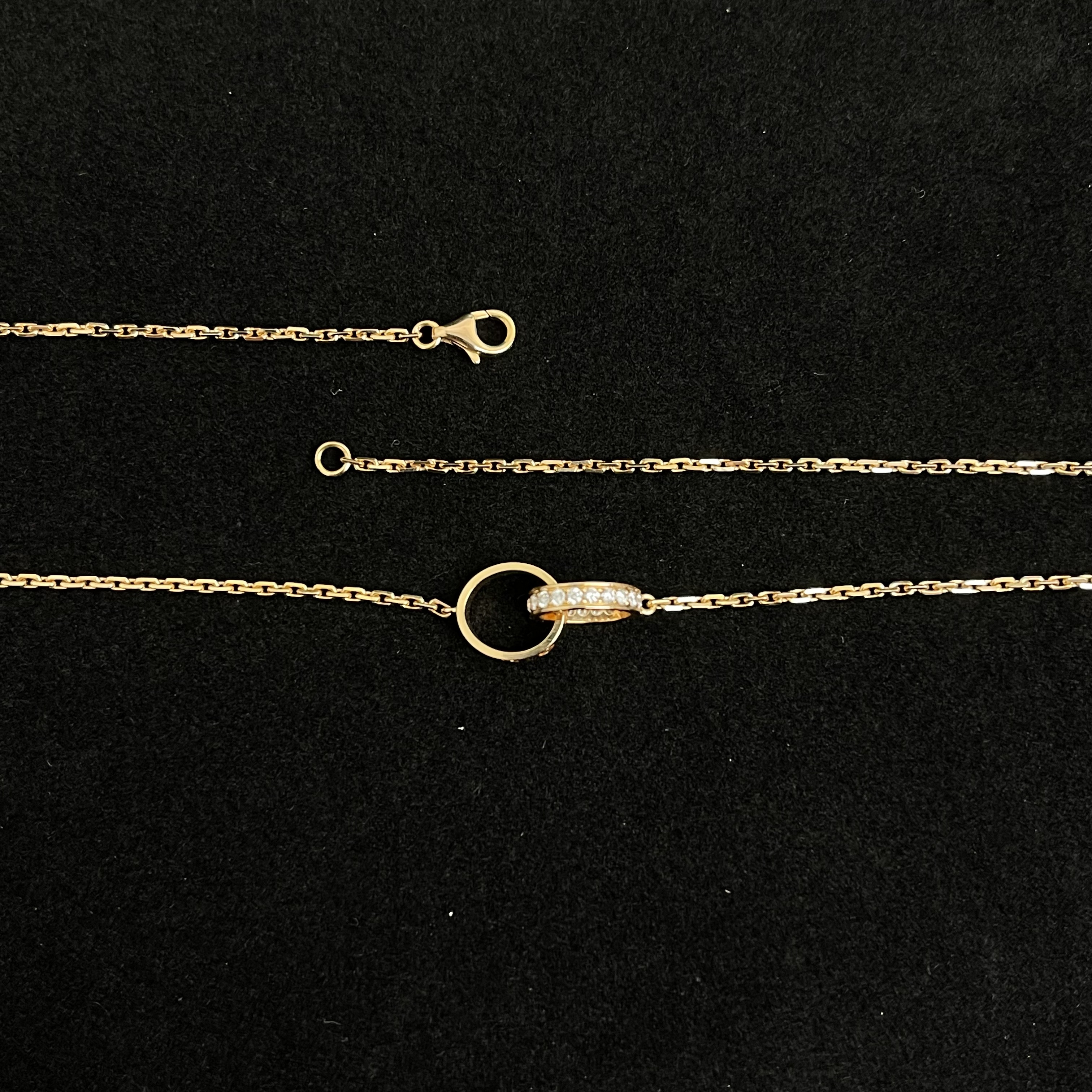 95新 Cartier/卡地亚 Cartier/卡地亚玫瑰金LOVE系列双环半钻项链