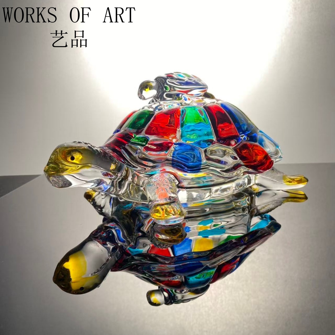 单只-轻奢人工手绘彩色乌龟糖果罐水晶收纳摆件家居装饰品