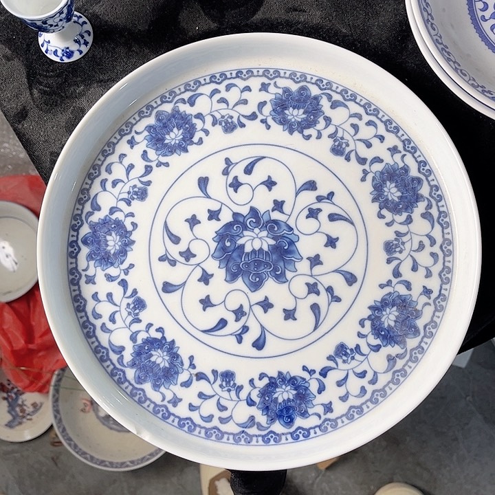 碗青花牡丹花壶承