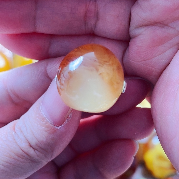 琥珀戒指银S925镶嵌戒指