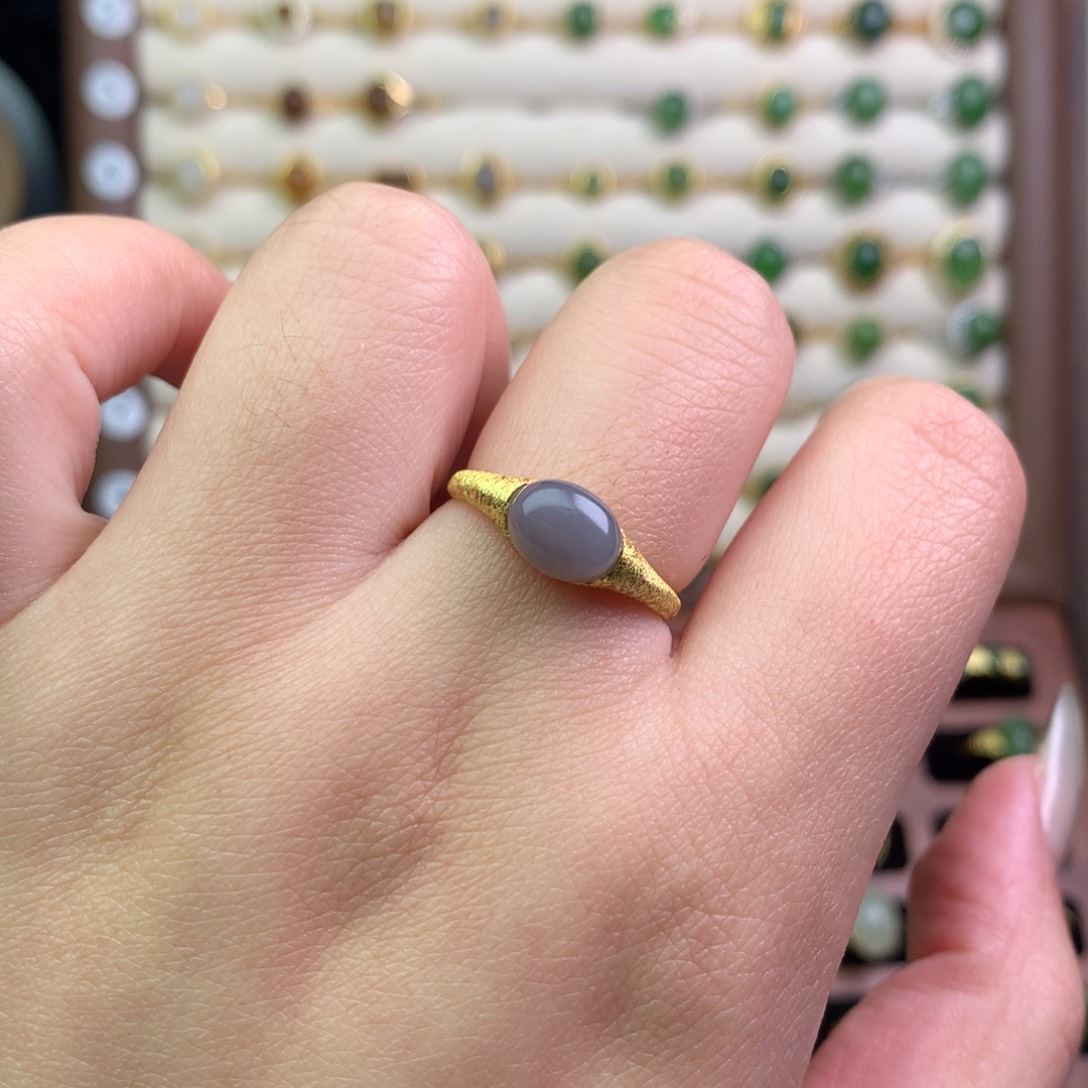 和田玉银S925镶嵌戒指