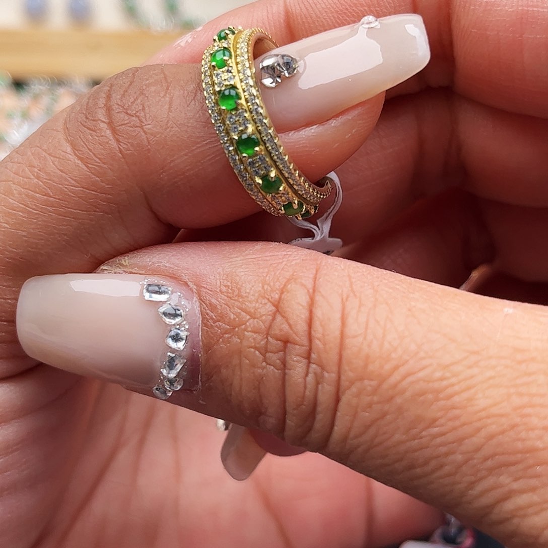 翡翠戒指银S925镶嵌缅甸天然A货翡翠戒指