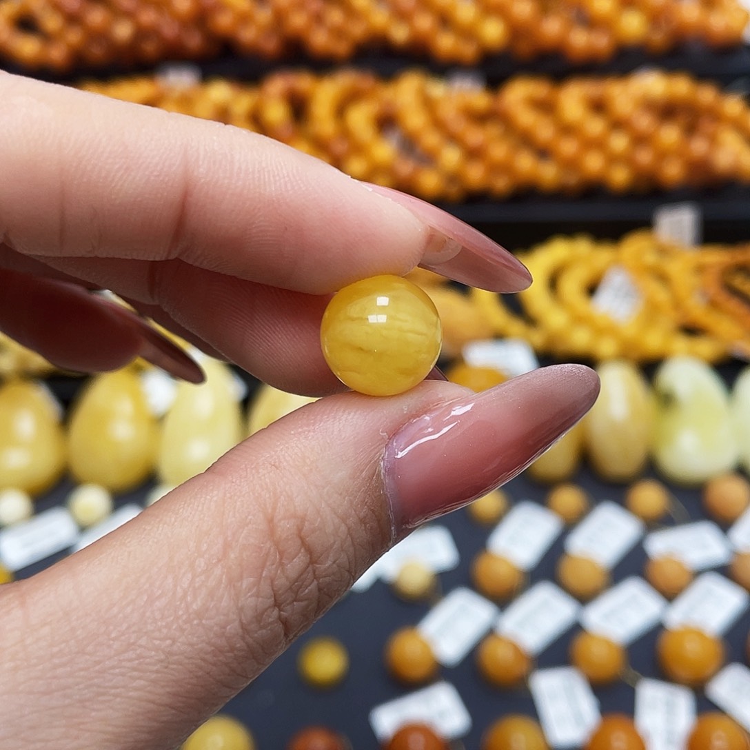 蜜蜡珠宝奇石未镶嵌12.2mm圆珠微瑕