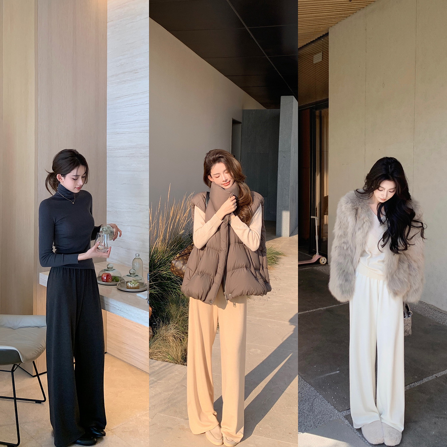 “懒懒裤"春款超柔磨毛醋酸针织细腻垂感简约万搭显瘦休闲裤