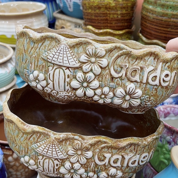 多肉绿植陶瓷花盆9.9包邮，有孔