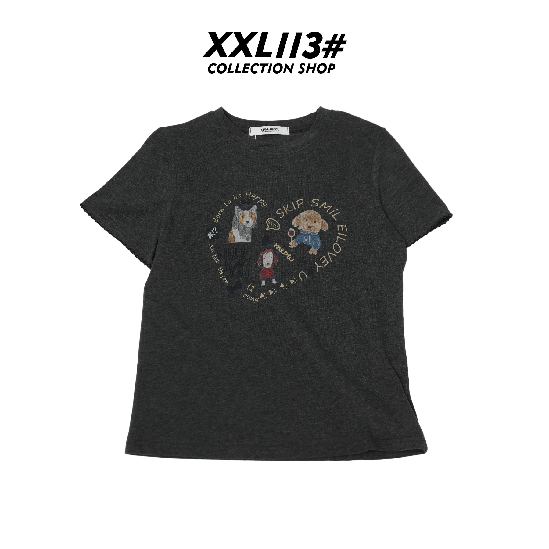 113* CENTRALIZED SHOP复古港风常规可爱风短款短袖T恤X5F02H6760