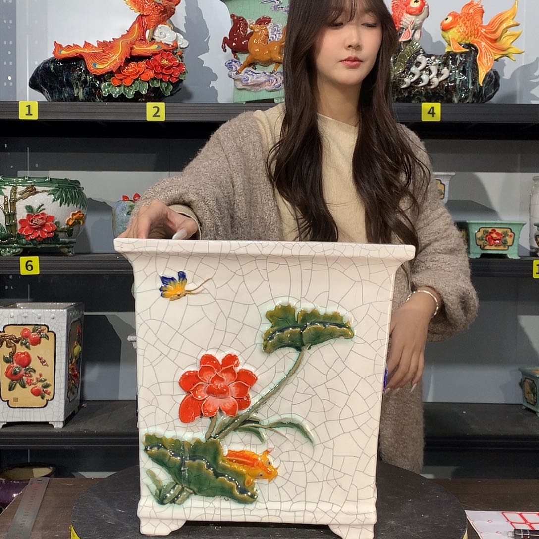 L***店高温烧制石湾盆花盆瑕疵