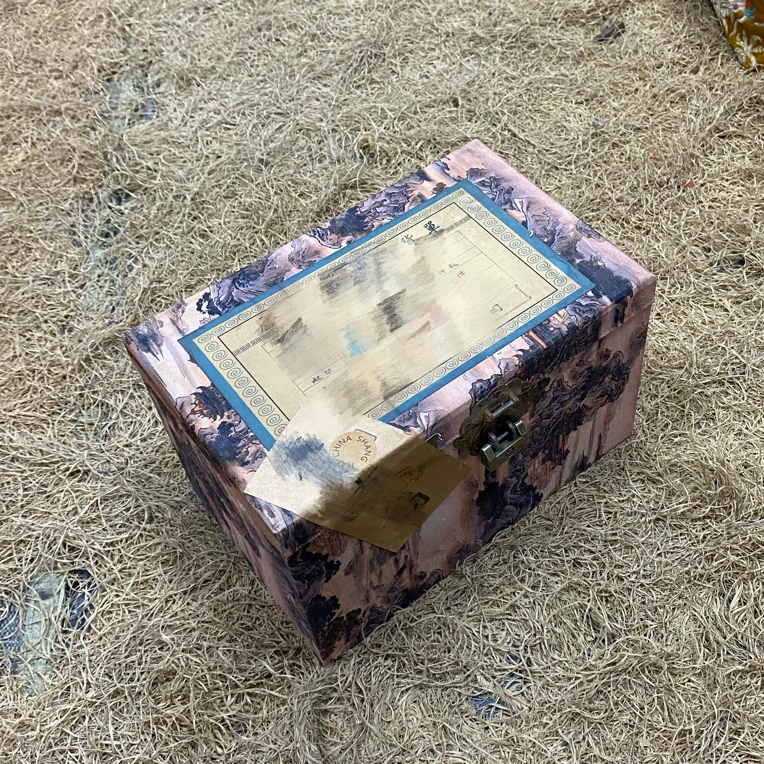 【闪购商品】闷/山水保王箱木摆件复古工艺风