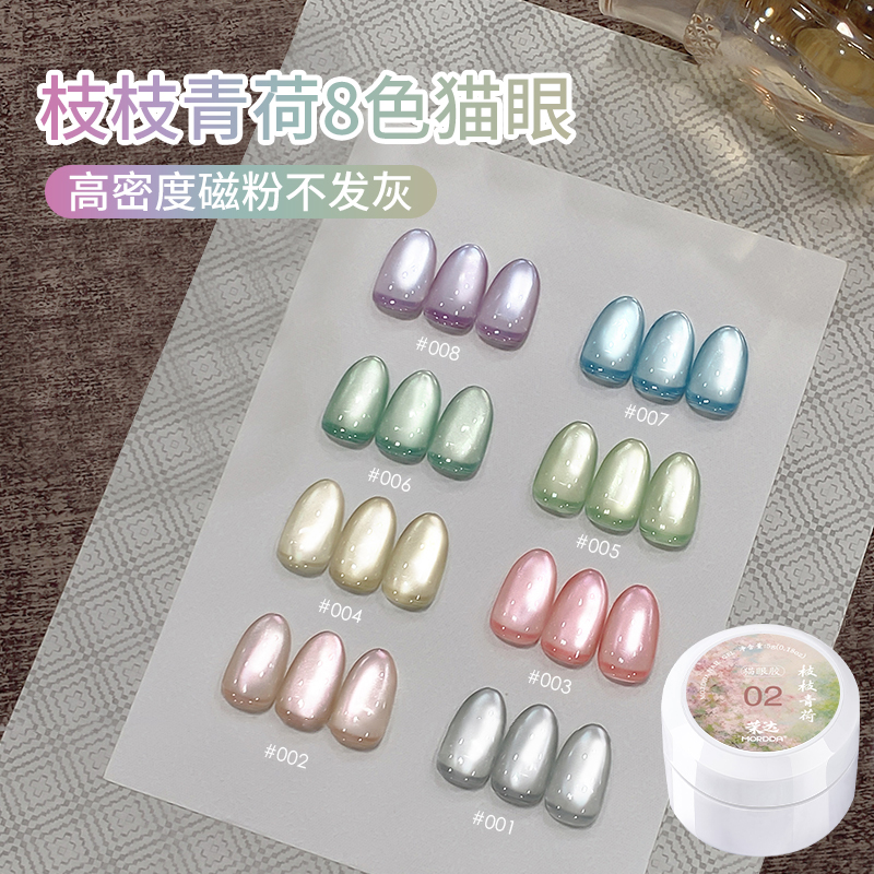2025年新款网红流行百搭蓝色玻璃珠高密度磁粉猫眼美甲甲油胶