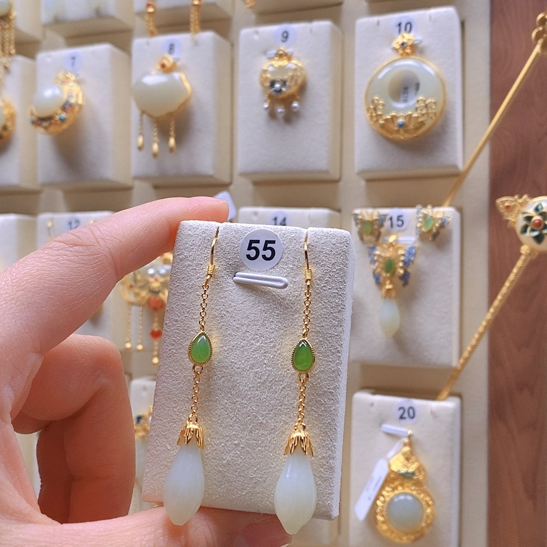 和田玉颈饰银S925镶嵌