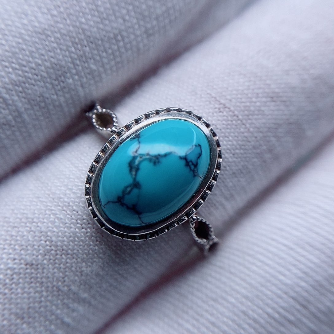 绿松石戒指银S925镶嵌