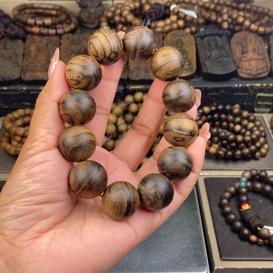 沉香手串随*越南白棋楠留疤虎斑