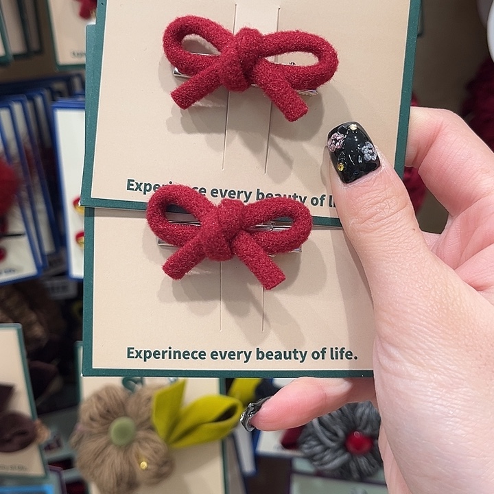 布艺铁合金红色蝴蝶结鸭夹