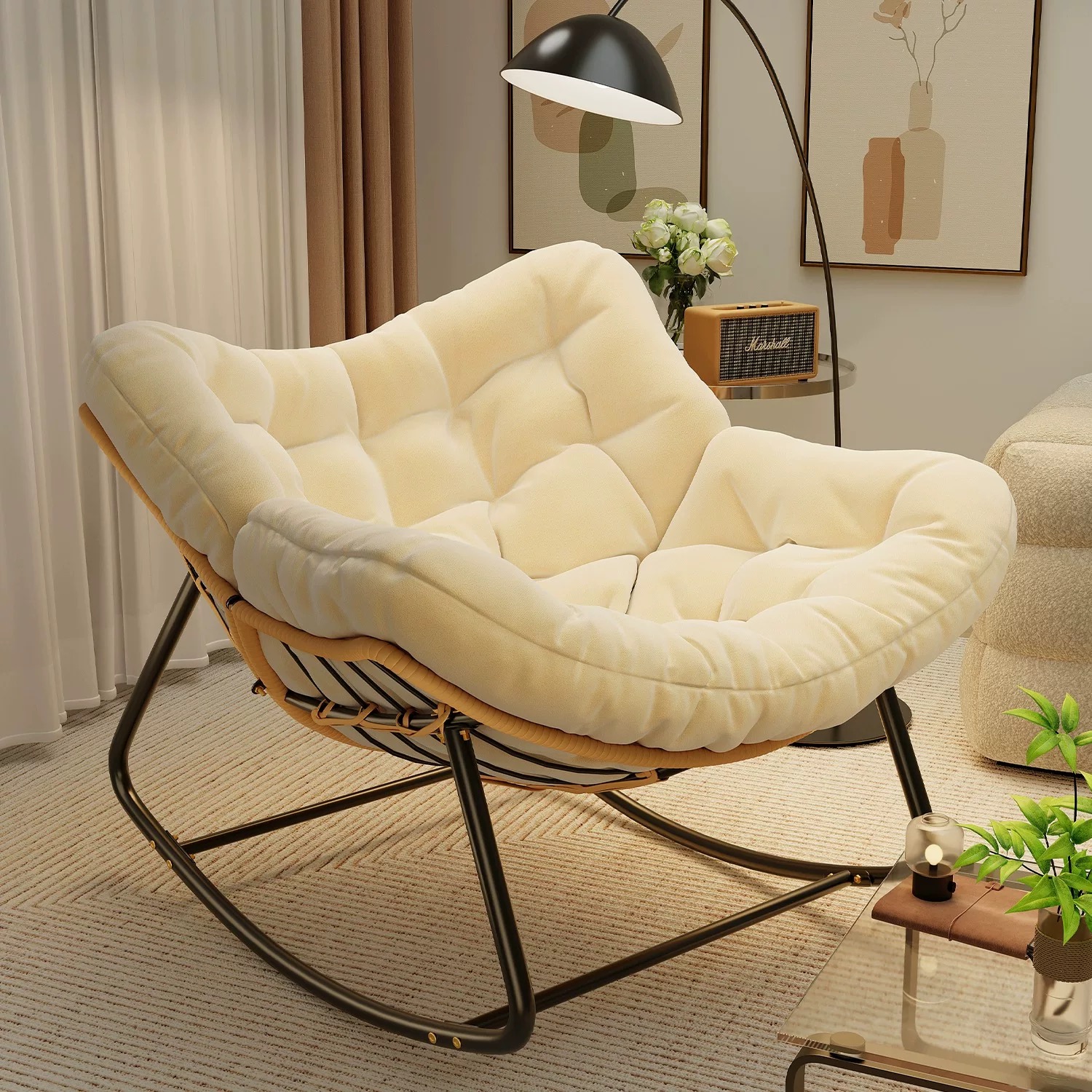 双人藤椅鸟窝摇椅手工藤编椅夏季阳台懒人休闲摇摇椅户外逍遥摇椅