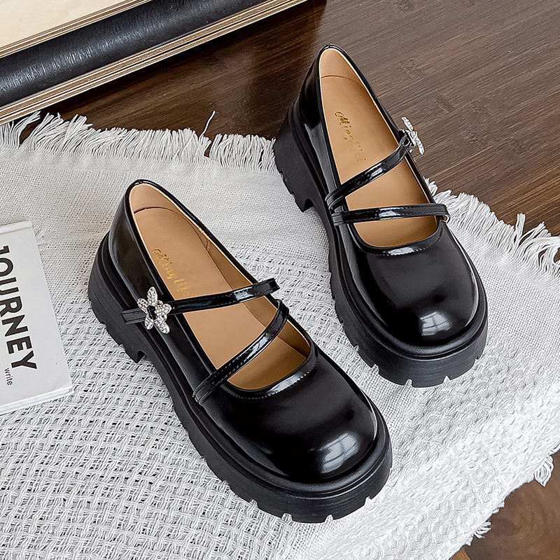 M2418/36【新疆包邮】新款厚底漆皮玛丽珍鞋日系学院风增高小皮鞋