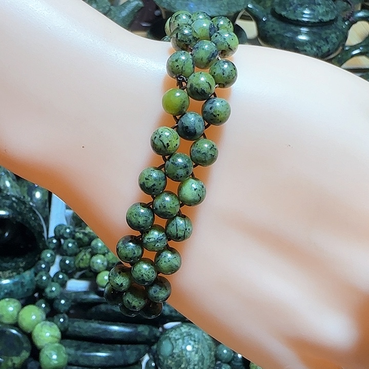 蛇纹石玉手链0.6cm未镶嵌