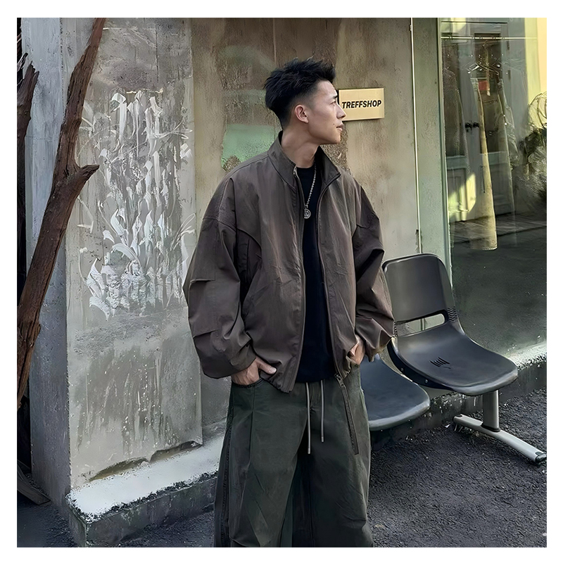 PLQV新款港风休闲弯刀冲锋衣飞行服夹克外套百搭高街情侣宽松潮流