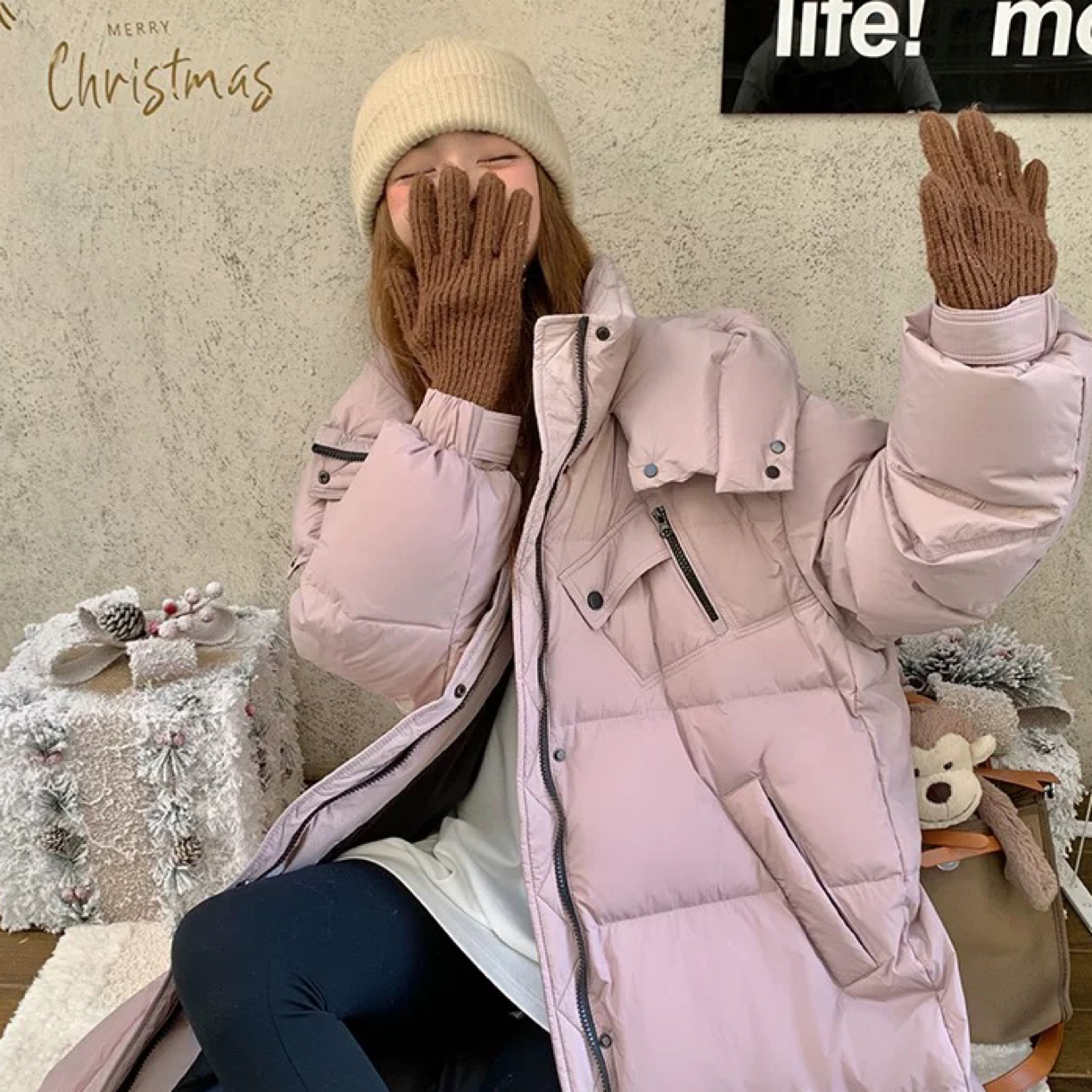 25078加厚长款豆腐块防寒服