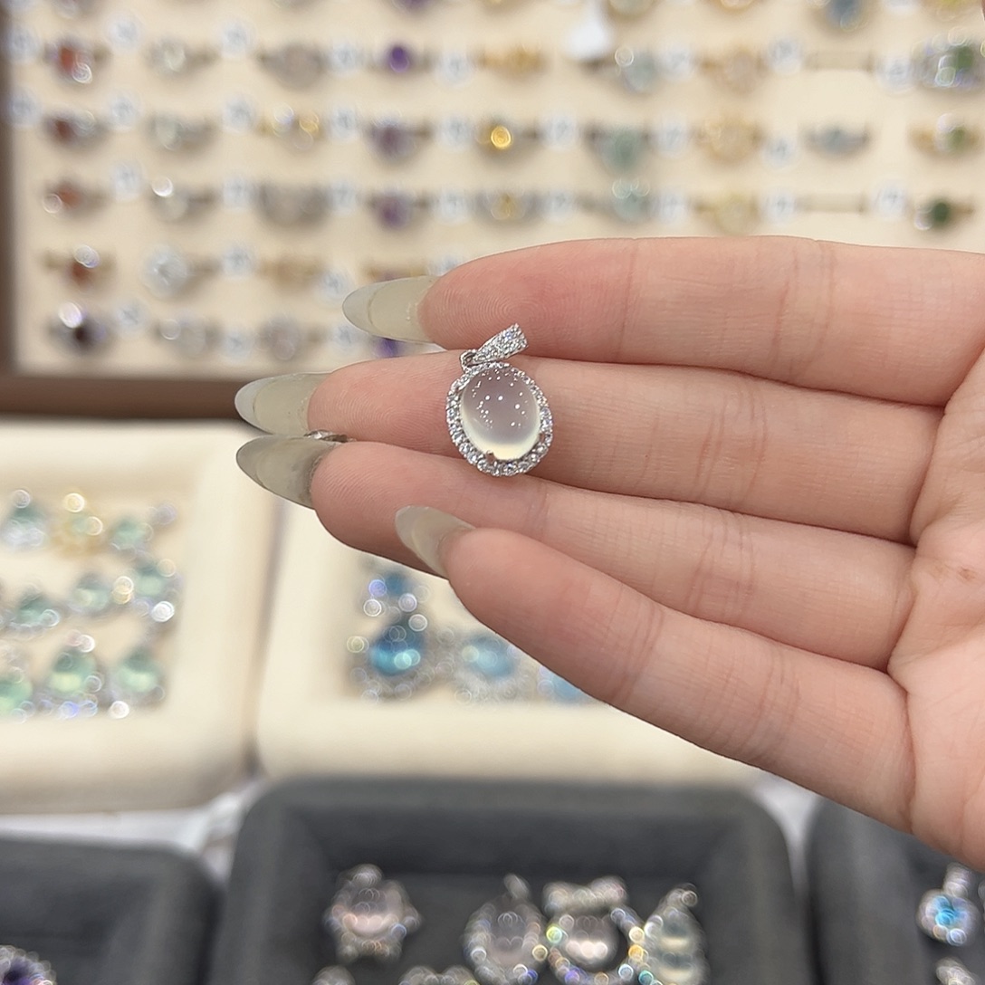 蛇纹石玉戒指项链戒指银S925镶嵌喵**-