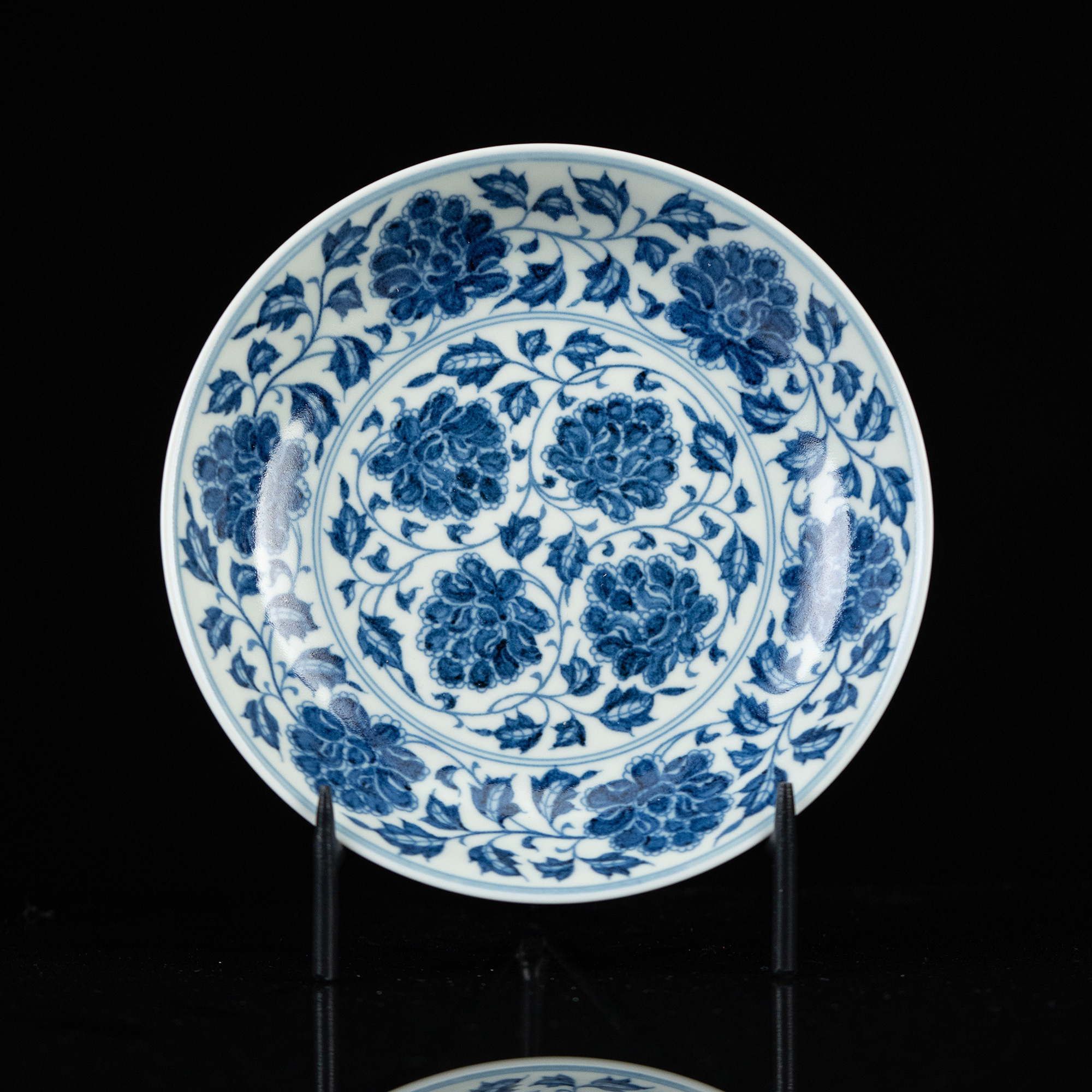 【利贞】青花牡丹花壶承直径16cm纯手绘瓷器茶具YGT