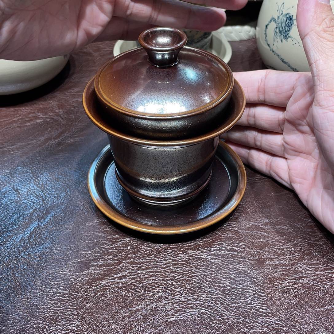 M***学泥塑放漏金釉盖碗加老客户福利