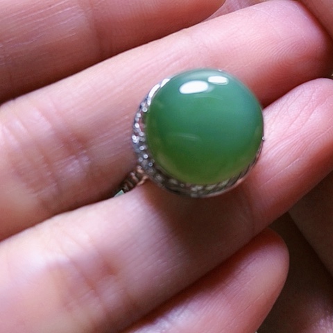 和田玉戒指银S925镶嵌