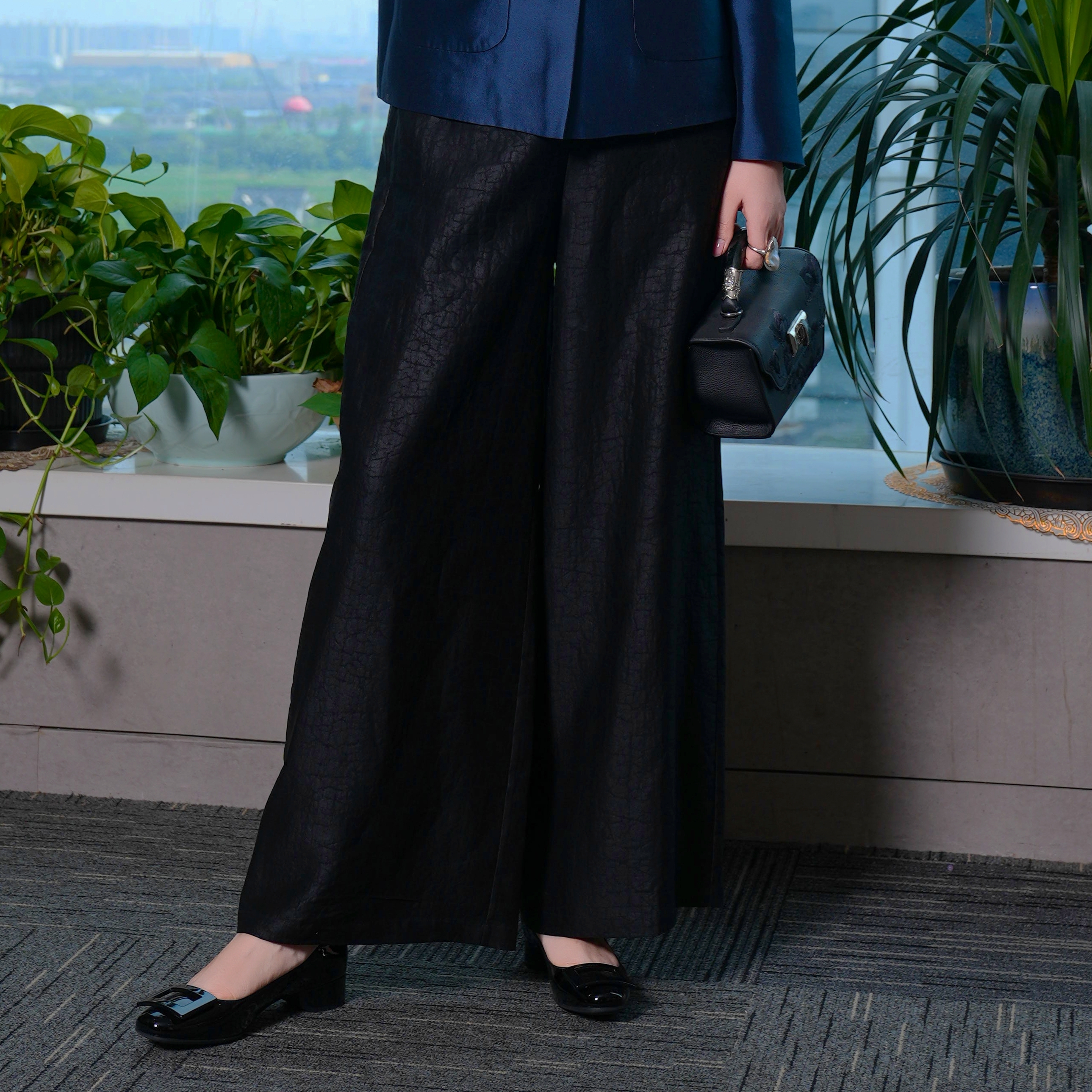 承国风【香云纱】长裤时尚休闲百搭宽松松紧腰AH12KZ192