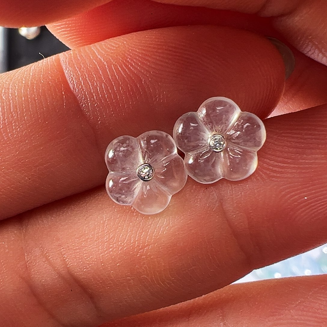 翡翠18K金镶嵌颈饰耳钉