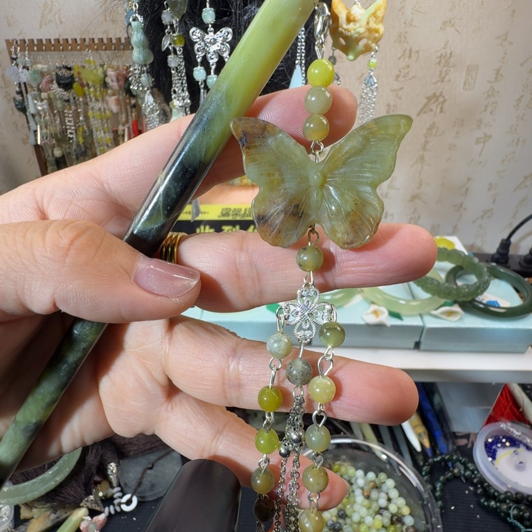 未镶嵌岫玉发饰福利款两个包邮