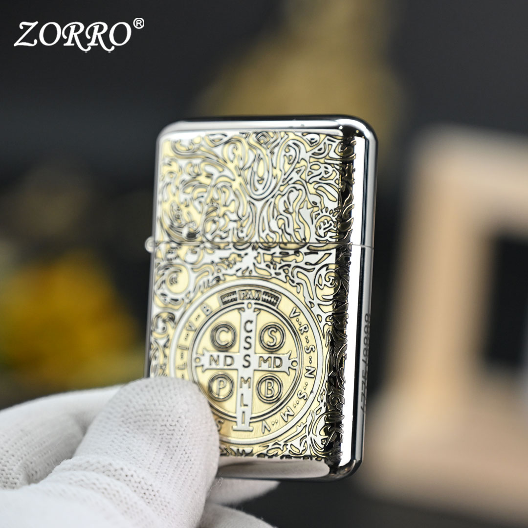 佐罗ZORRO煤油打火机男士二代790精雕白镍康斯坦丁定位珠机芯高档