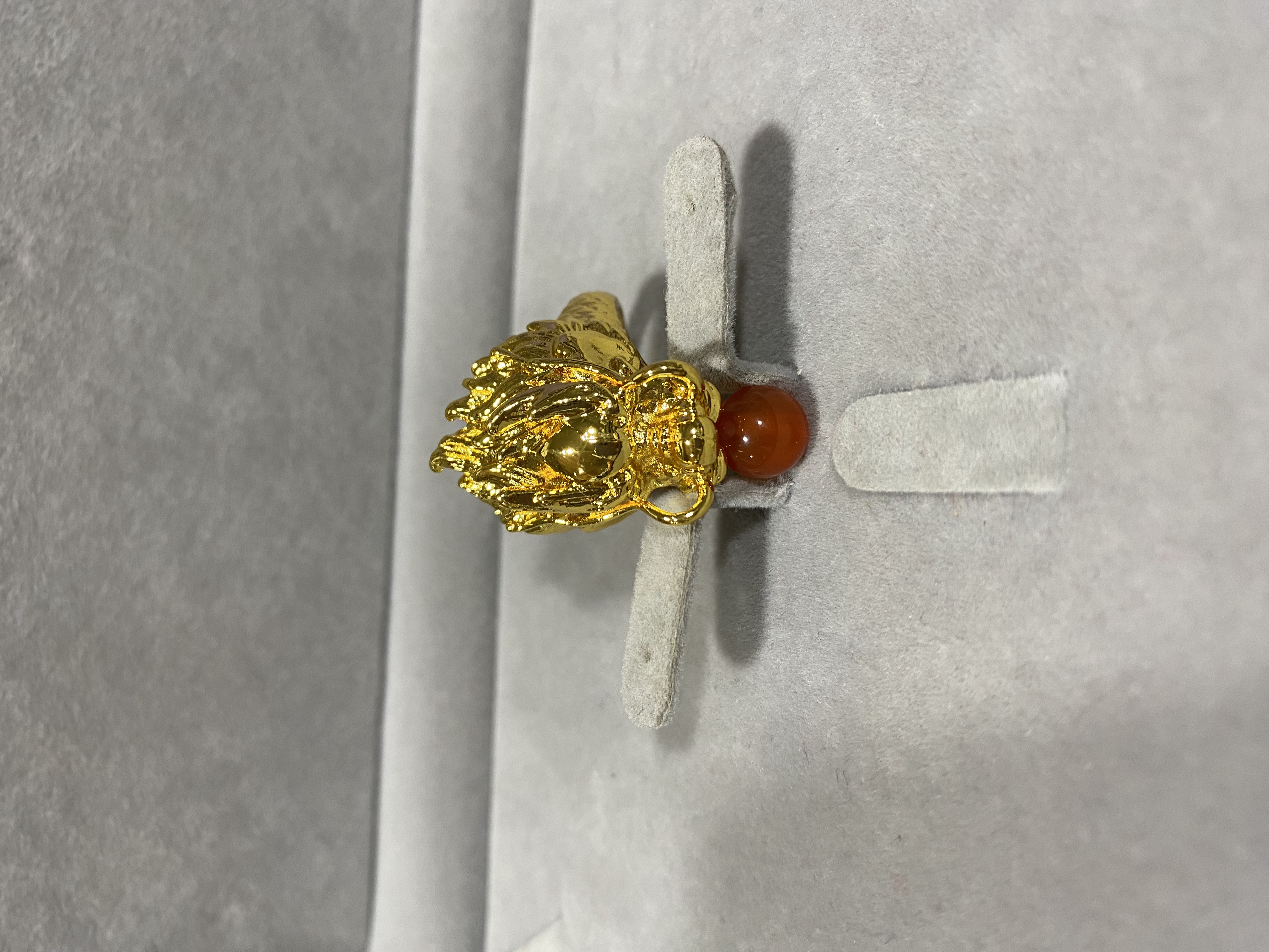 A667阿文专属金色精工龙头戒指 玛瑙珠 渡金 饰品多样性发货