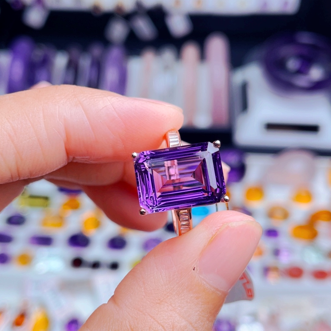 银S925镶嵌戒指紫晶天然保真