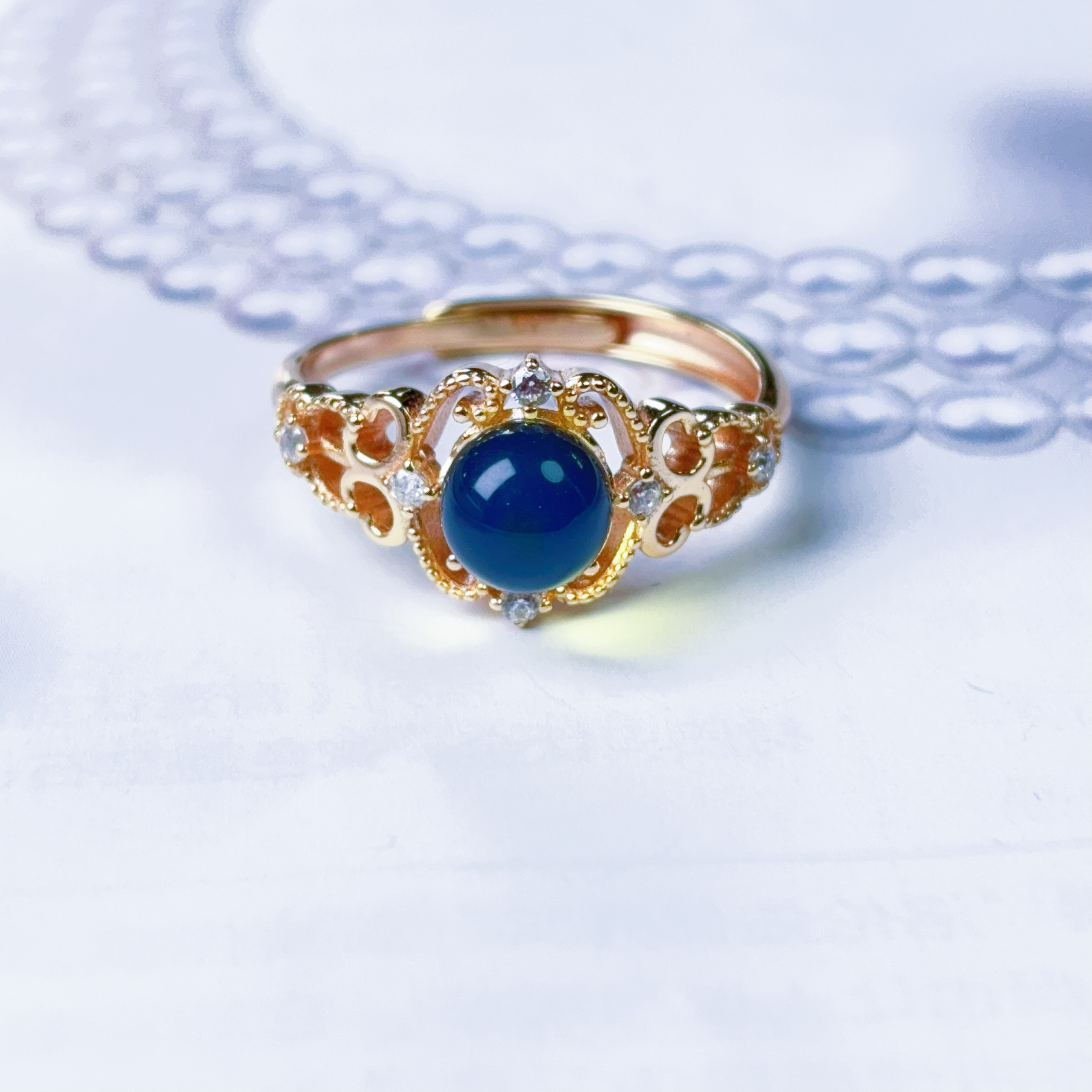 【钰荟琥珀】多米尼加蓝珀 天空蓝净水 6.5mm附带地大质检证书发货