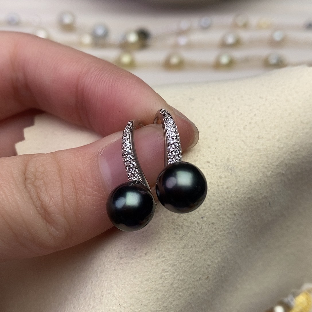 海水珍珠耳饰银S925镶嵌