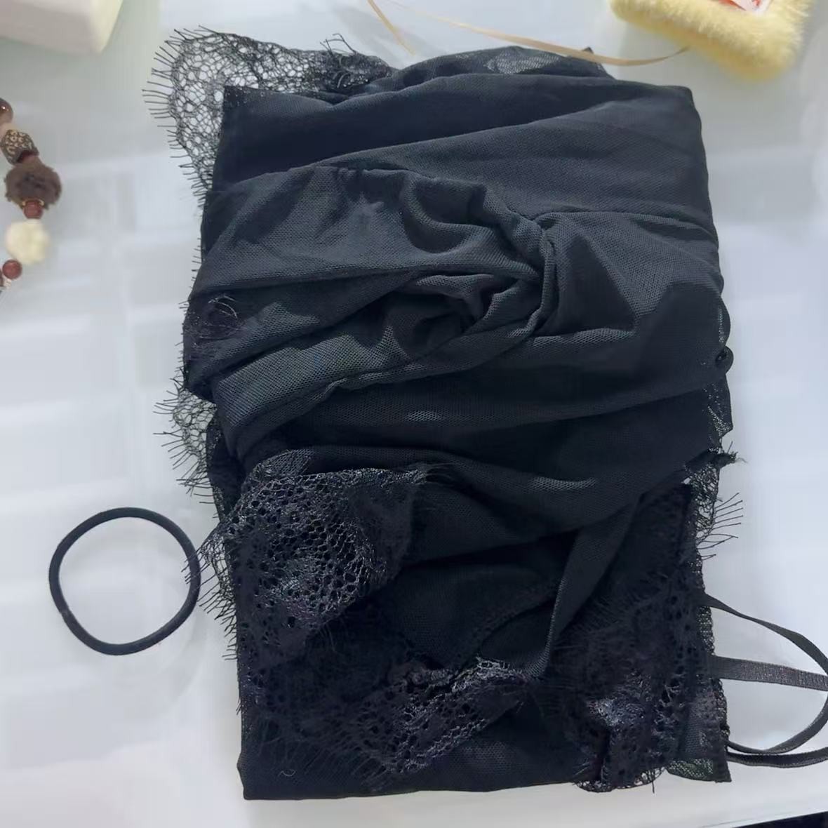 黑色蕾丝作业帮发圈