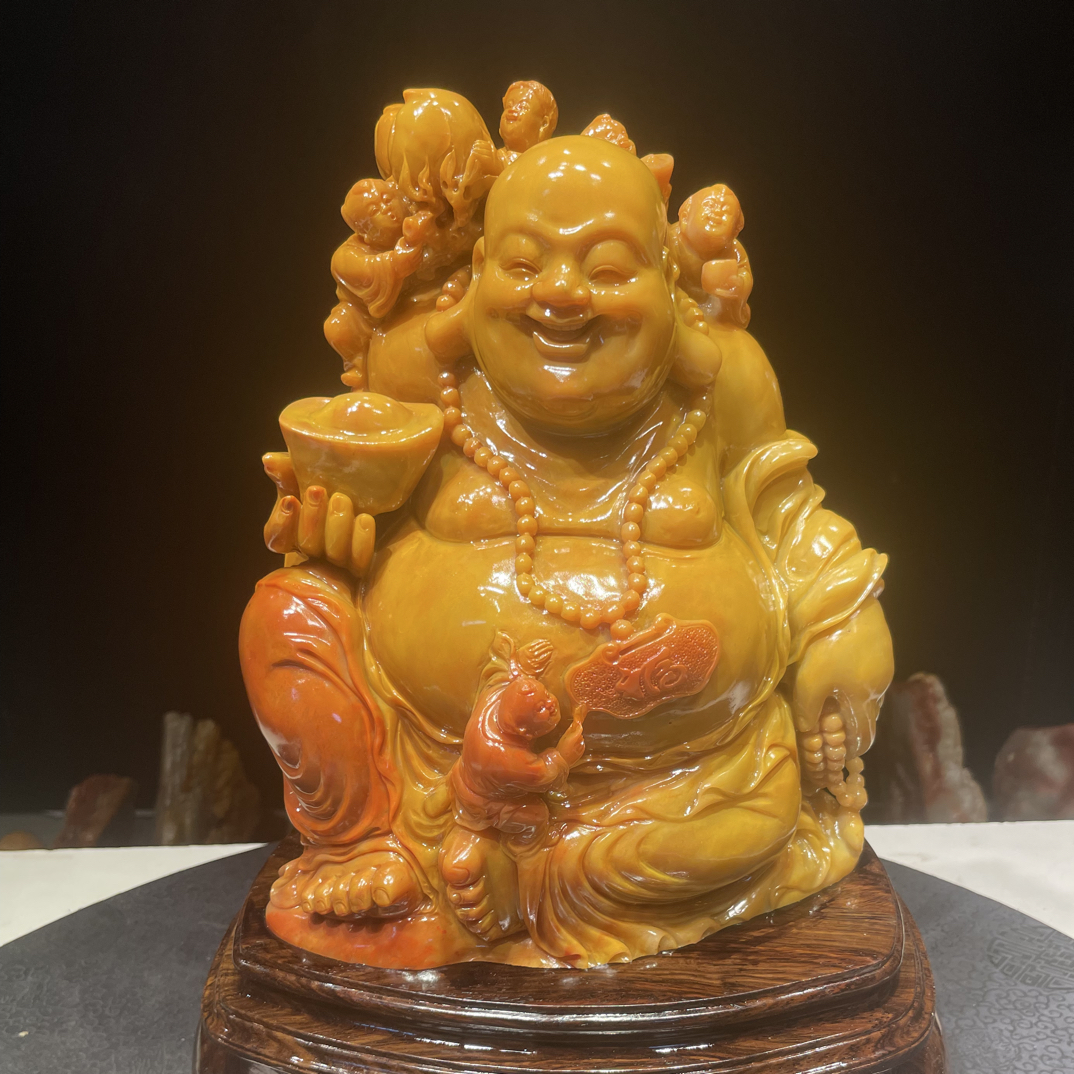 寿山石山水田黄印章印摆件貔貅手把件石雕工艺品入门玄关奇石山水