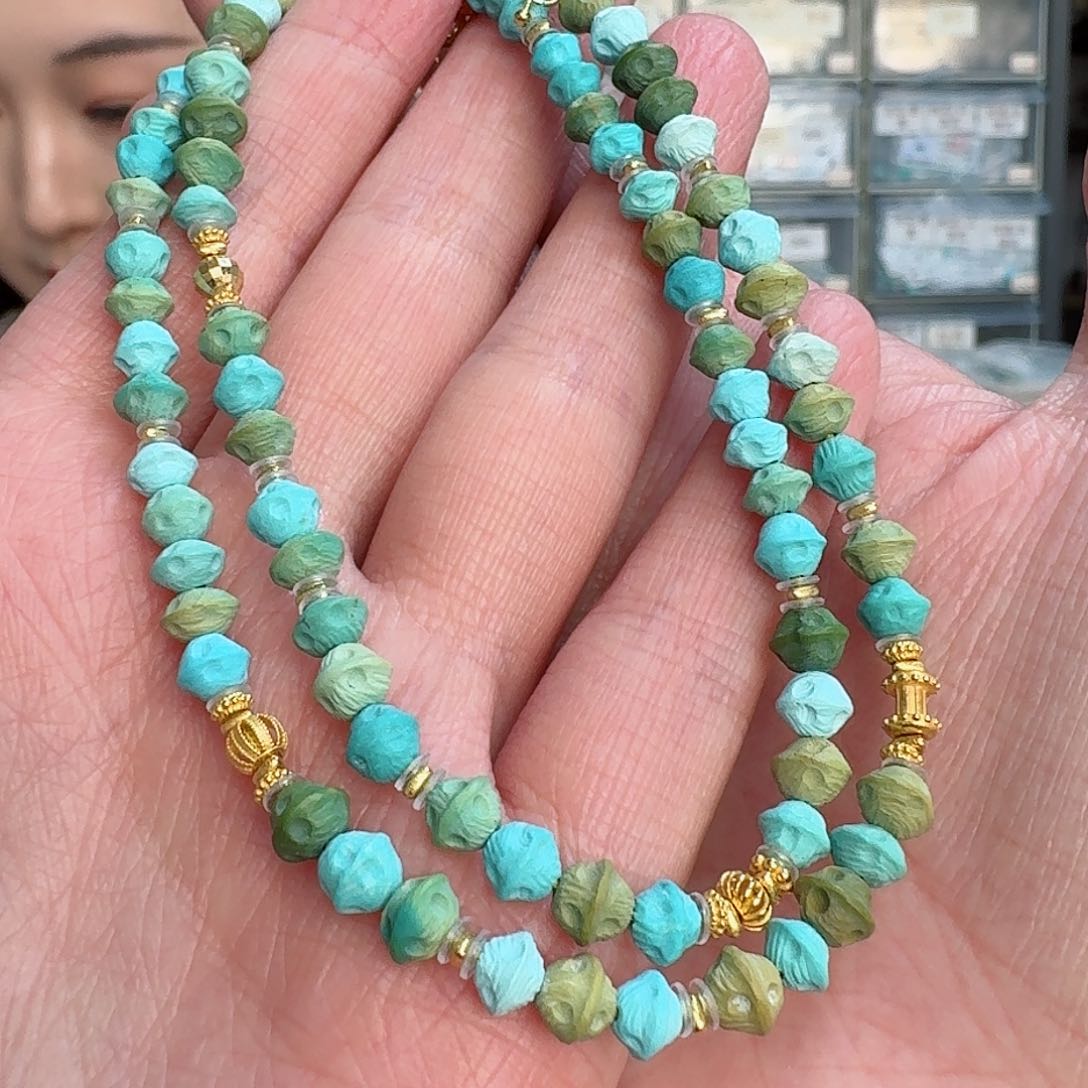 绿松石珠宝奇石18K金镶嵌