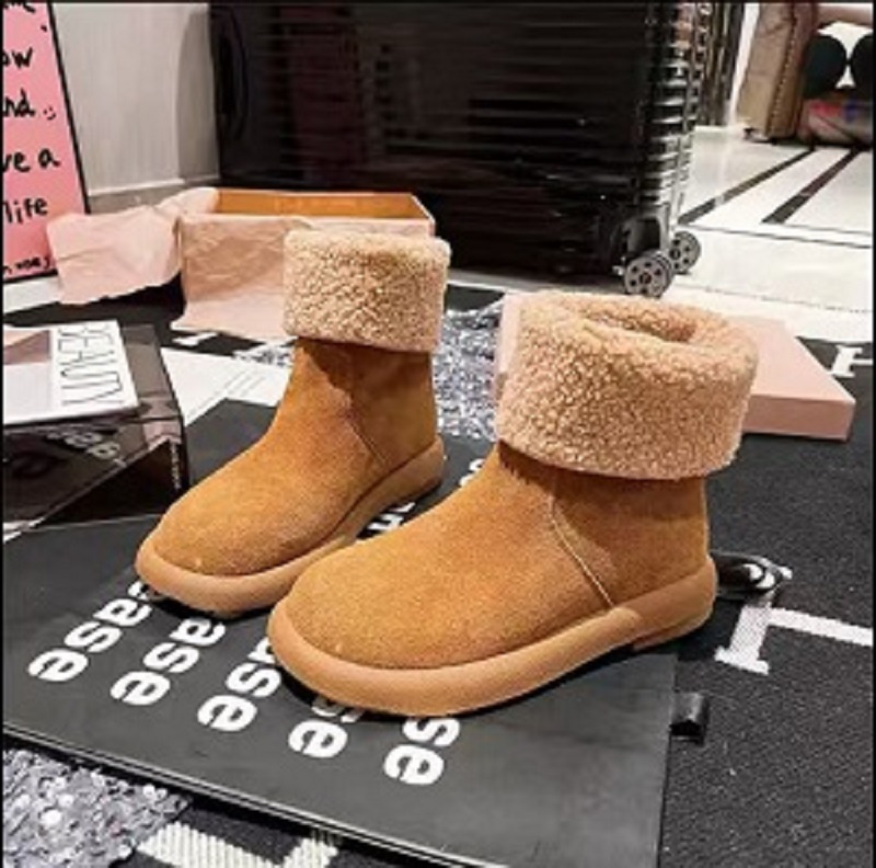 雪地靴女2025冬季加绒加厚棉鞋网红后搭扣平底短靴中筒靴两穿靴子