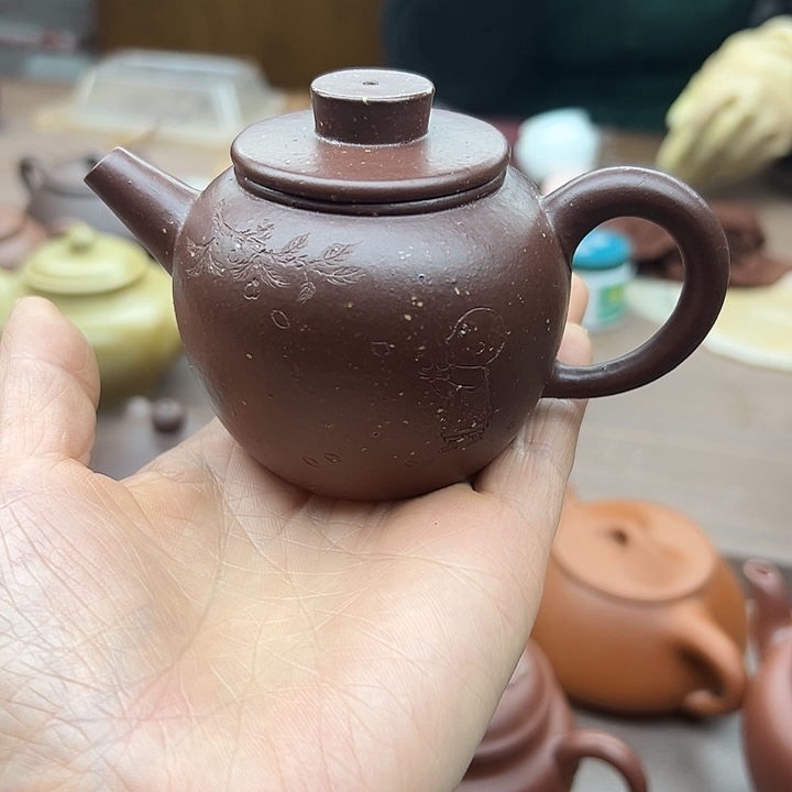 饿***置茶壶紫砂岗全巨轮壶  