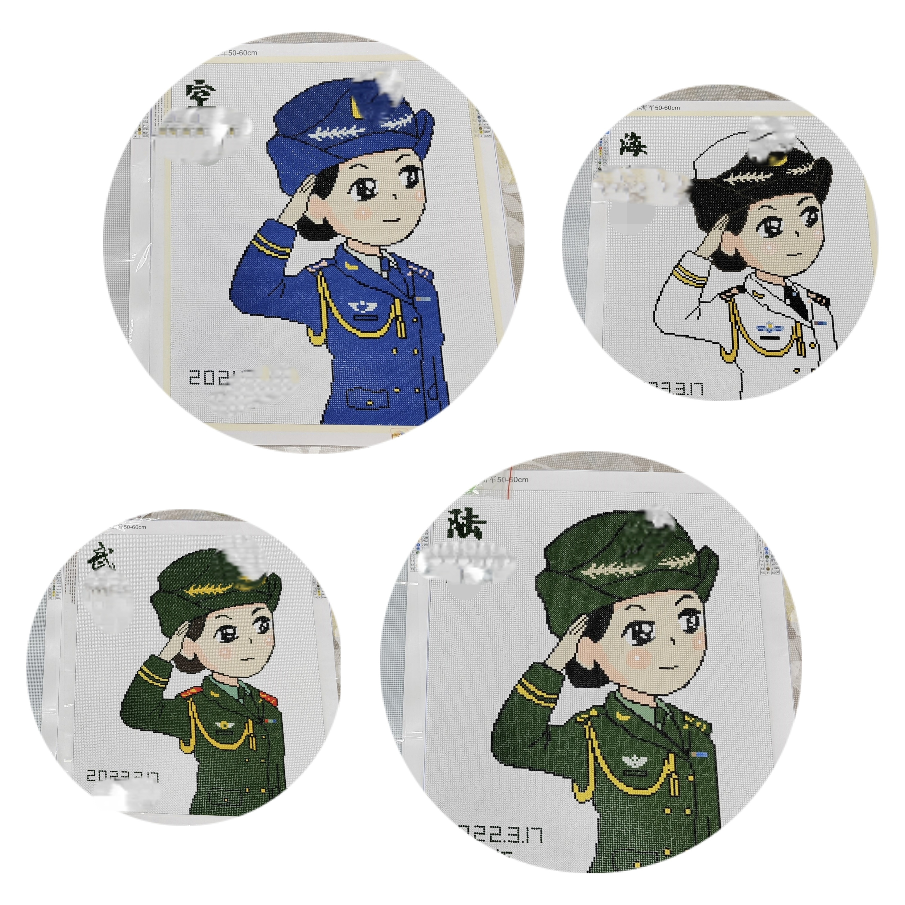 正品50✘60女兵钻石绣半成品