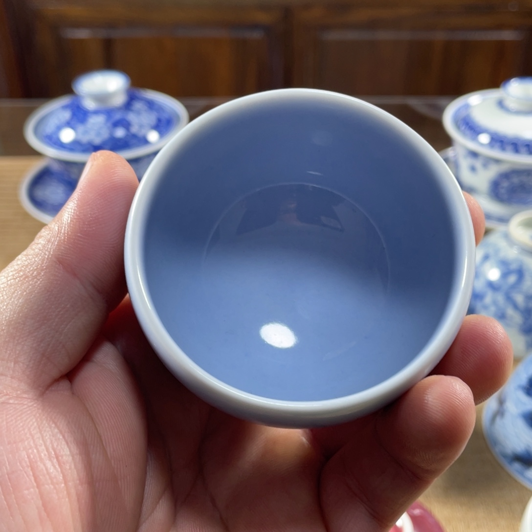 晓芳窑天蓝釉圆口杯